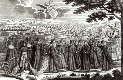 Incisione satirica che raffigura la Bolla 